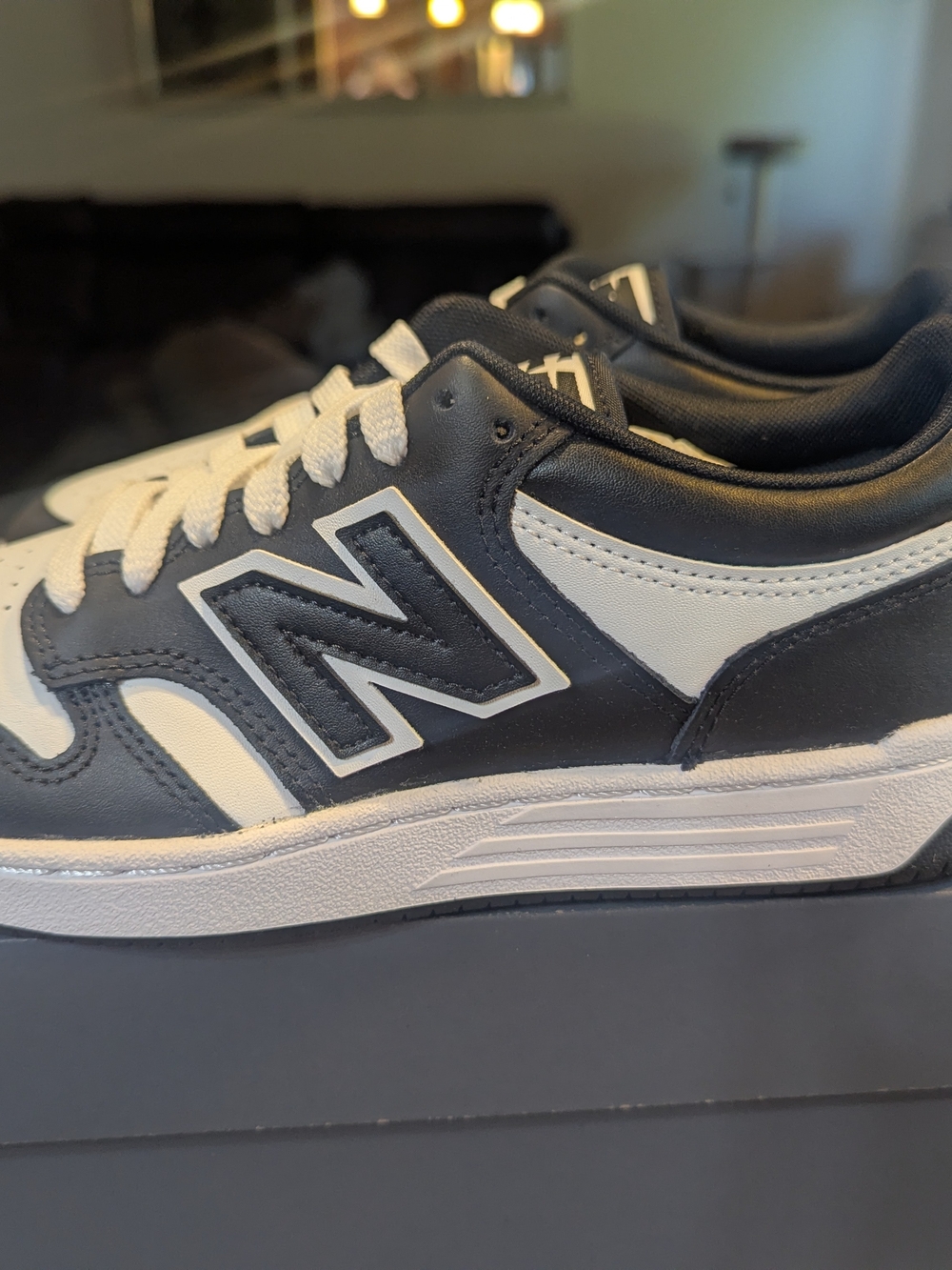 New Balance Kids Black and White Retro Court Sneaker